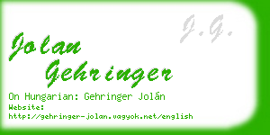 jolan gehringer business card